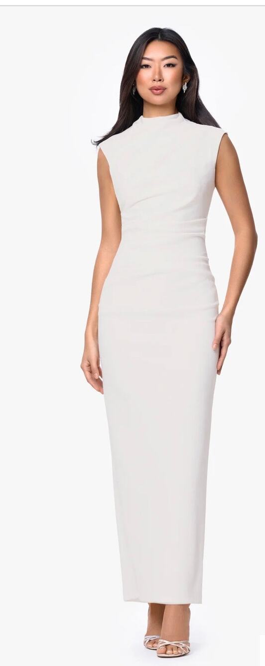 Betsy and Adam Katalina Scuba Crepe Ruched Mock Neck Dress size 12 (NEW)